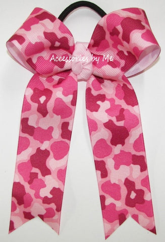 Camouflage Hot Pink Ponytail Bow
