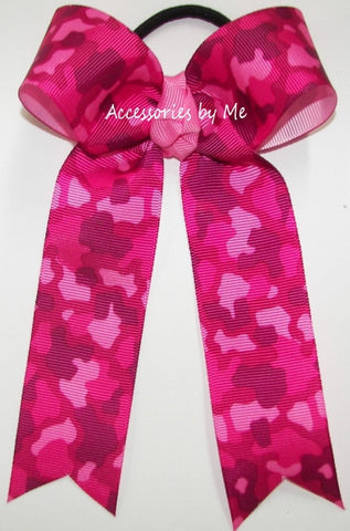 Camouflage Shocking Pink Ponytail Bow