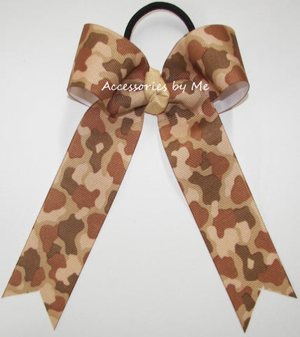Camouflage Desert Tan Ponytail Bow