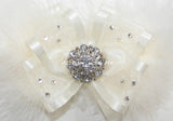 Glitzy Ivory Organza Marabou Satin Hair Bow