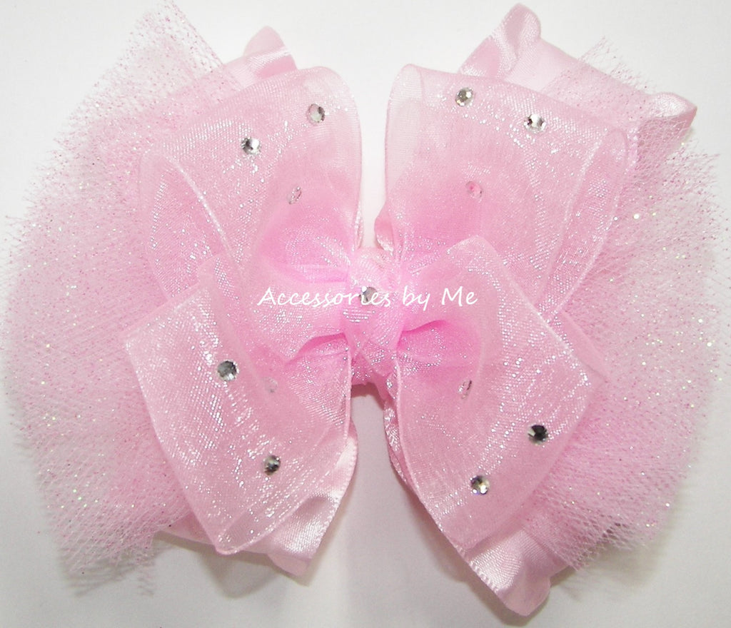 Glitzy Light Pink Organza Tulle Ruffle