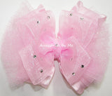 Glitzy Light Pink Organza Tulle Ruffle