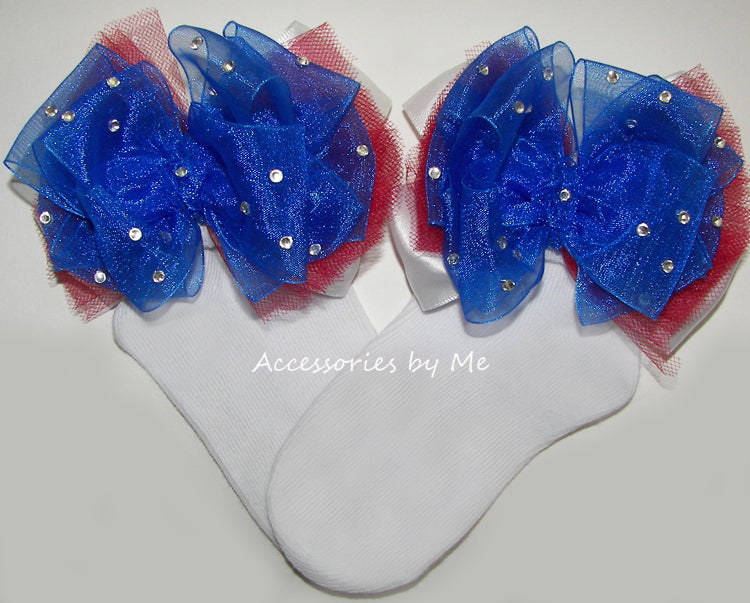 Glitzy Red White Blue Tutu Socks
