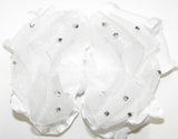 Glitzy White Organza Ruffle Hair Bow