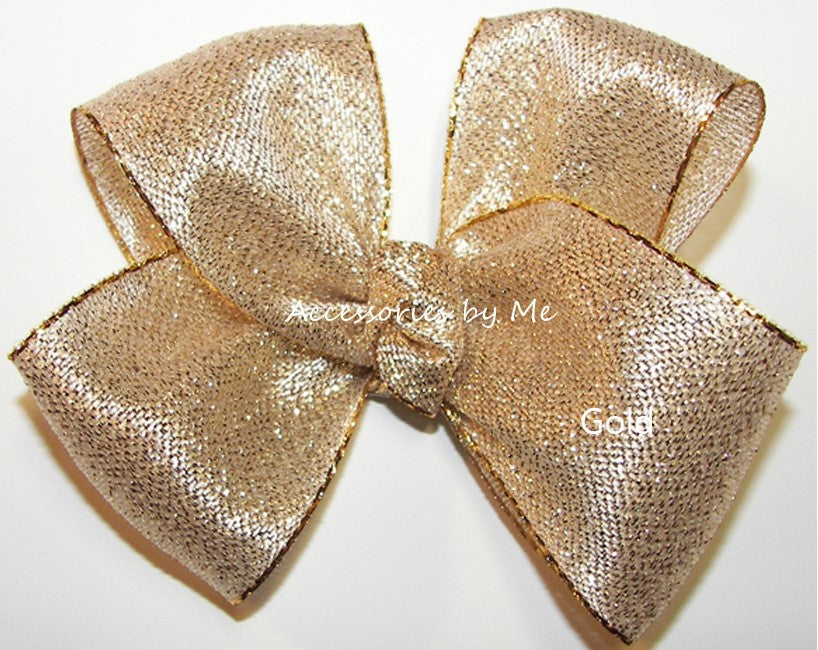 Gold Lame Hair Bow