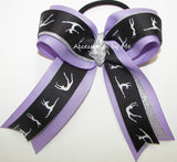Gymnastics Black Silver Lavender Glitter Ponytail Bow