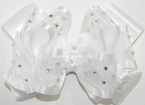 High Glitz White Organza Satin Trim Hair Bow