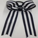 Navy and White Stripe Hair Ribbons