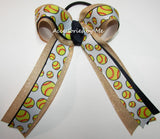 Softball Navy Blue Champagne Gold Glitter Ponytail Bow