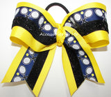 Tennis Navy Yellow Black Glitter Cheer Bow