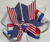 Patriotic Red White Blue US Hair Bow