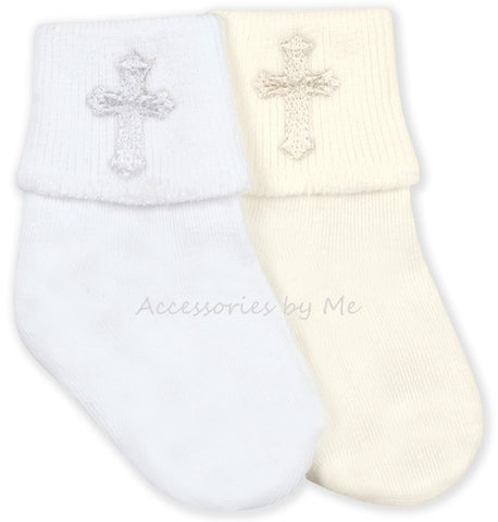 Baptism Embroidered Cross Socks