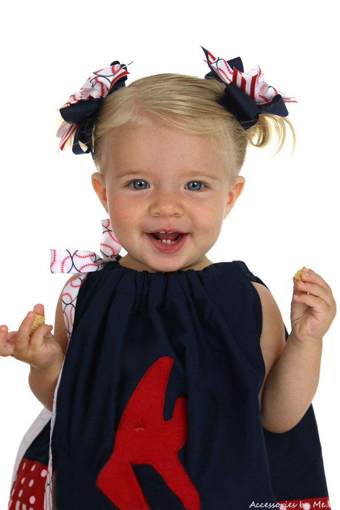 Braves Spirit Pigtail Hair Bows