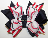 Baseball Navy Blue Red Ponytail Holder