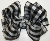 Black Gingham Plaid Hair Bow