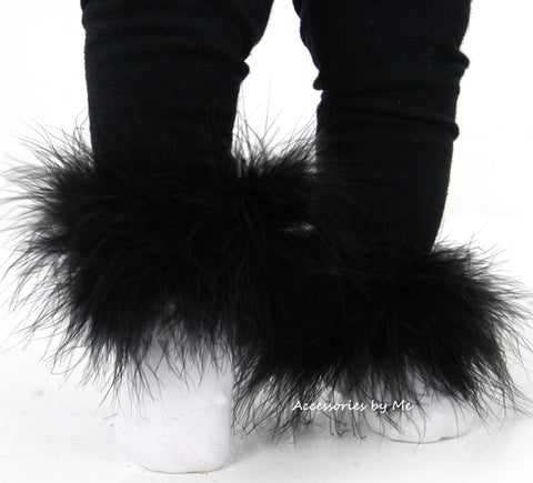 Black Marabou Trim White Socks