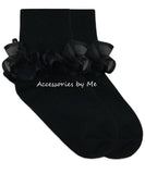 Black Ruffle Trim Socks