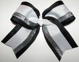 Black White Silver Big Cheer Bow