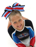 Chevron Blue Black Big Cheer Bow - Accessories by Me