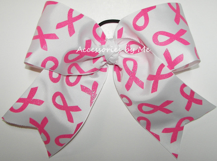 Glitter Breast Cancer Awareness Cheer Bow