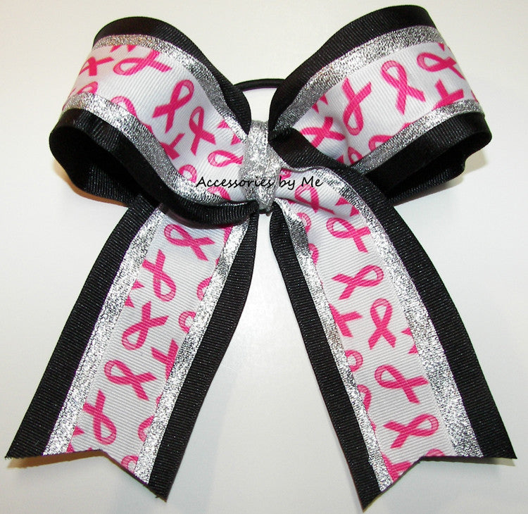 Breast Cancer Awareness Ponytail Holder Bow
