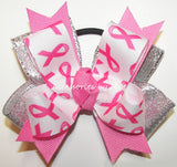 Breast Cancer Pigtail Cheer Bow - Accessories by Me