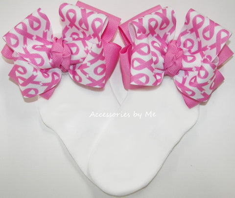 Breast Cancer Awareness Pink Bow Socks