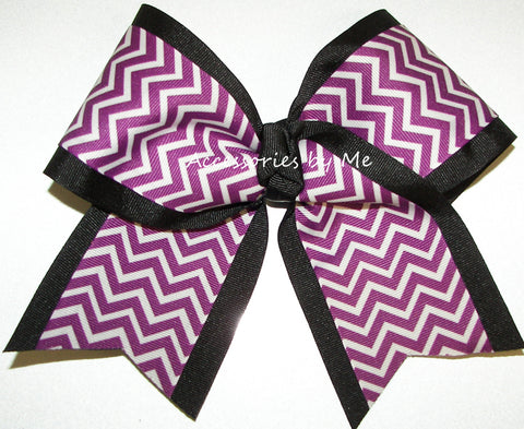 Purple Black Chevron Cheer Bow