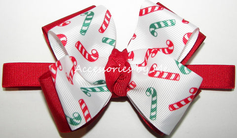Christmas Candy Cane Bow Headband