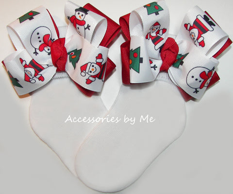 Christmas Themed Bow Socks