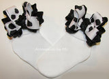 Cow Print Black White Ruffle Bow Socks
