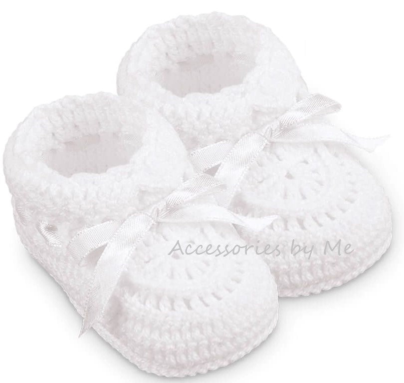 White Crochet Knit Shoe Booties