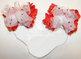 Glitzy White Orange Organza Ruffle Bow Socks