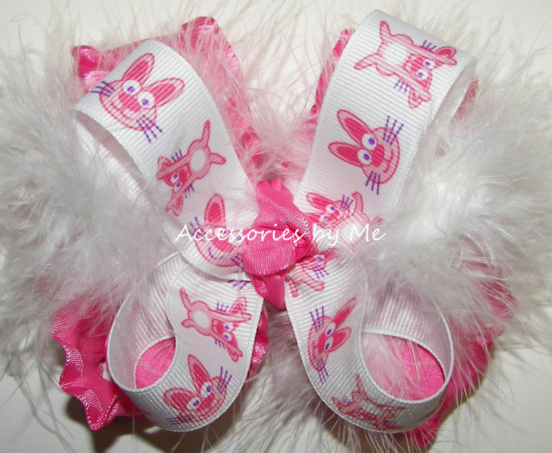 Easter Bunny Marabou Ruffle Bow Socks