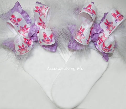 Easter Bunny Marabou Bow Socks