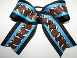 Football Blue Black Big Cheer Bow