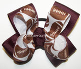 Football Maroon Ponytail Holder Bow