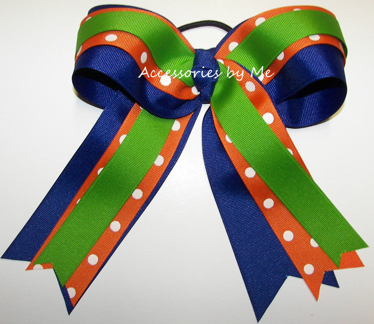 Gators Spirit Royal Orange Green Cheer Bow