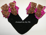 Giraffe Wildberry Ruffle Bows Black Socks
