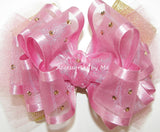 Glitzy Blush Pink Gold Tutu Hair Bow
