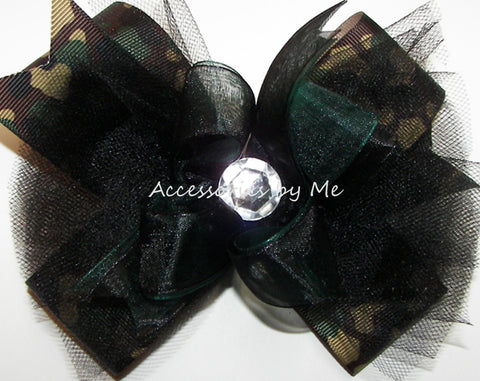 Glitzy Camouflage Tutu Hair Bow