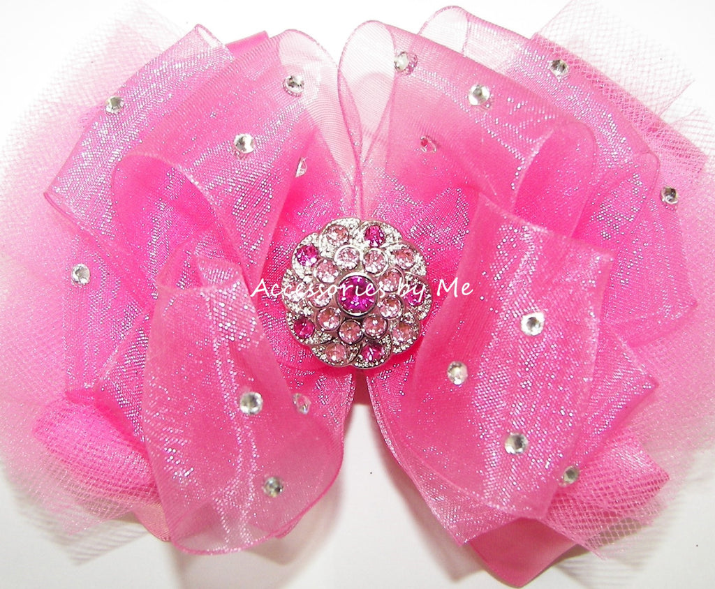 Glitzy Hot Pink Tutu Hair Bow