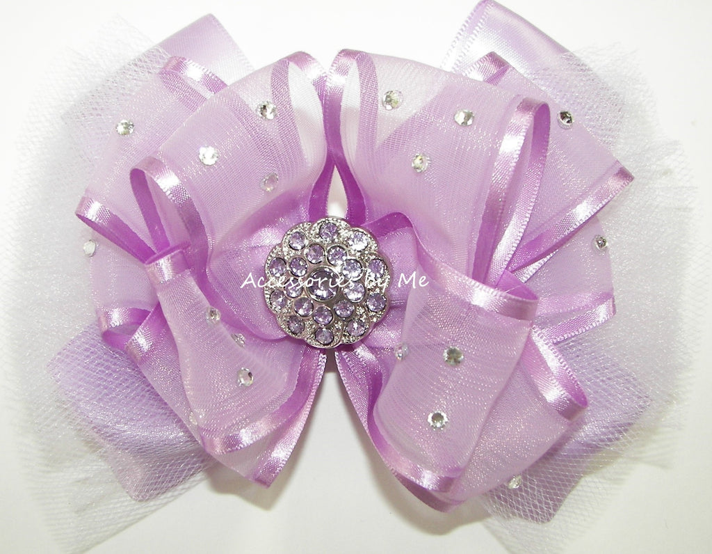 Glitzy Lavender Tutu Hair Bow