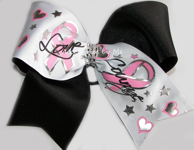 Sparkly Breast Cancer Foil Cheer Bow