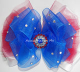 Glitzy Patriotic Tutu Hair Bow