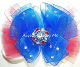 Patriotic Red White Blue Tutu Hair Bow