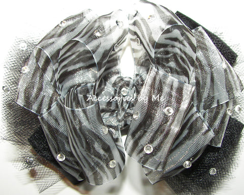 Glitzy Zebra Tutu Hair Bow