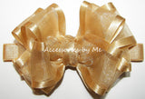 Gold Organza Satin Bow Headband