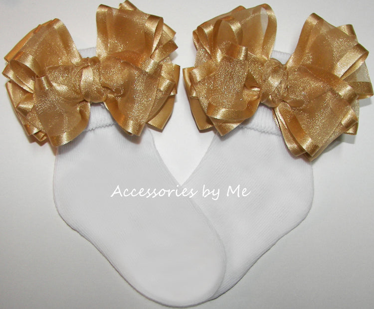 Golden Pale Ale Organza Satin Bow Socks