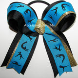 Gymnastics Blue Gold Ponytail Holder